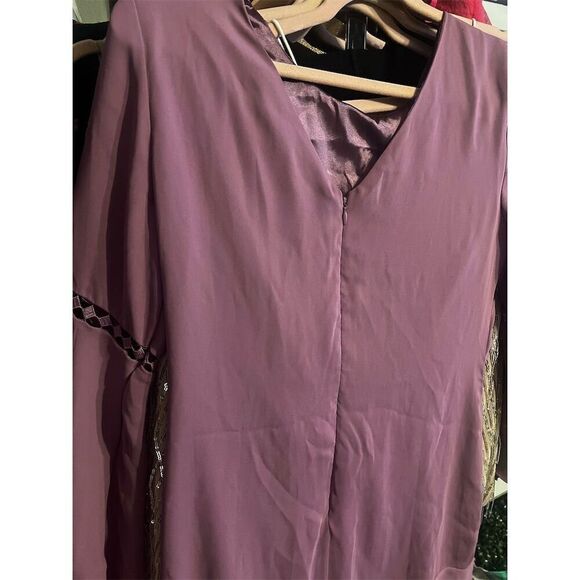 White House Black Market Women's Purple Bell Sleeve Shift Dress Size 6 - Picture 4 of 6